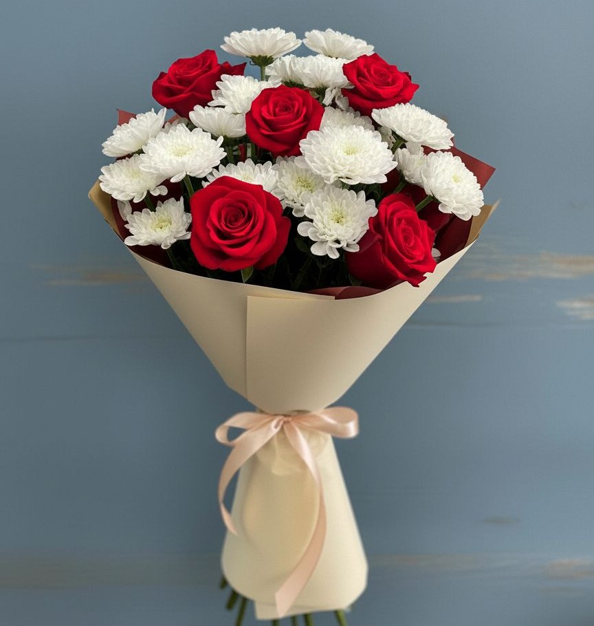 Букет цветов из: Розы и Хризантемы в Старом Победилово