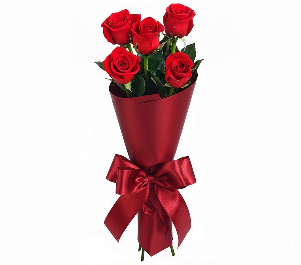 Букет 5 Красных роз Эдлесс Лав в Старом Победилово