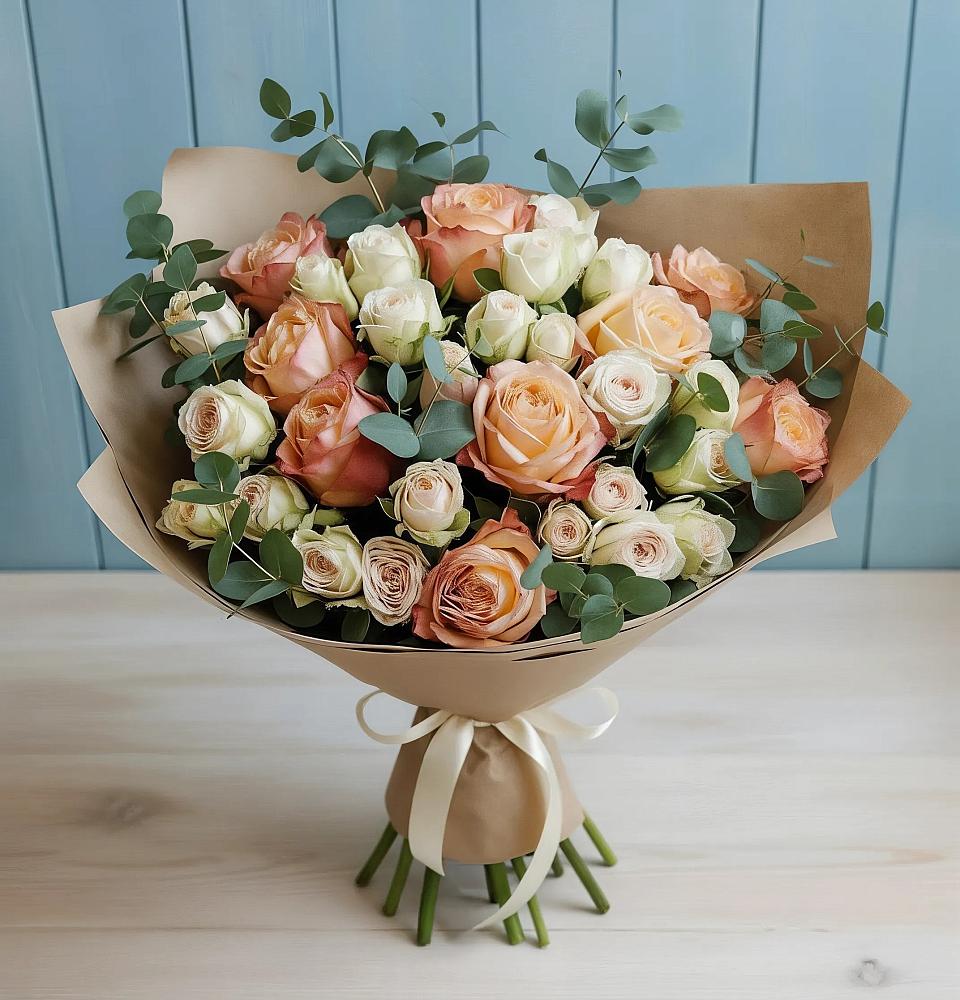 Букет цветов из: Альстромерии и Розы в Старом Победилово