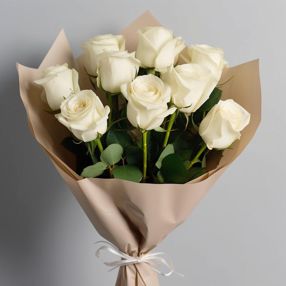 Букет 9 Белых роз Эдлесс Лав в Старом Победилово