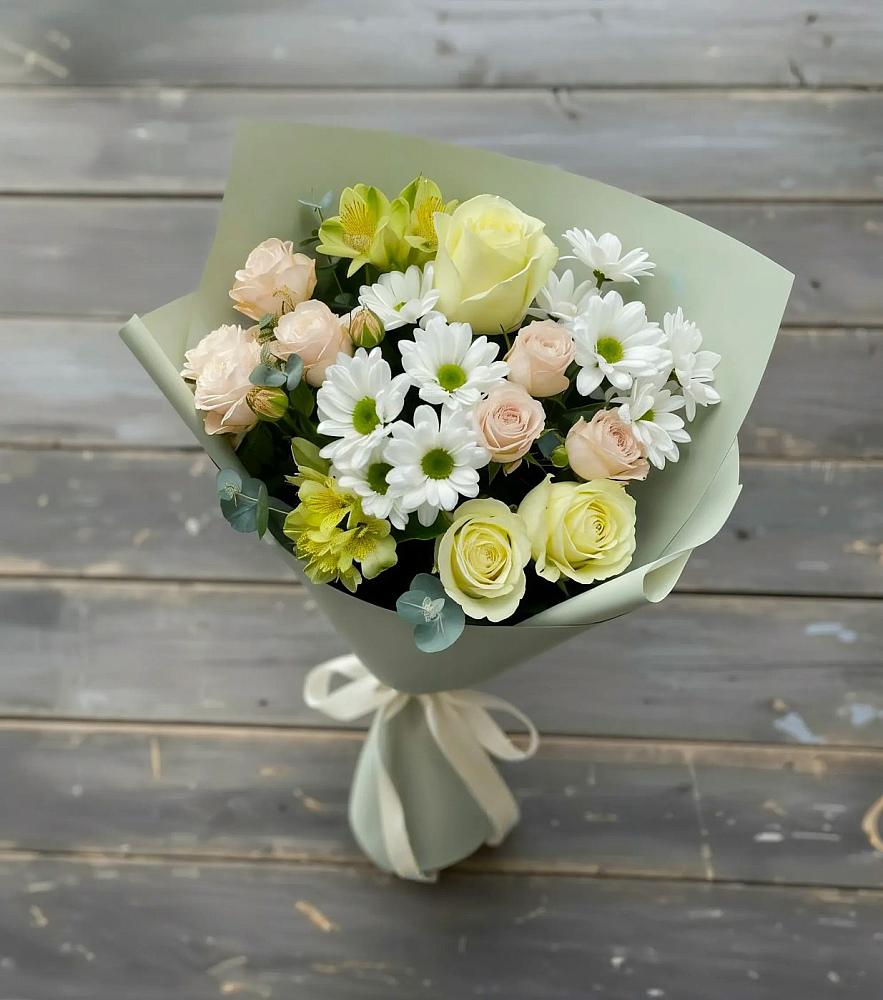 Букет цветов из: Альстромерии, Розы и Хризантемы в Старом Победилово