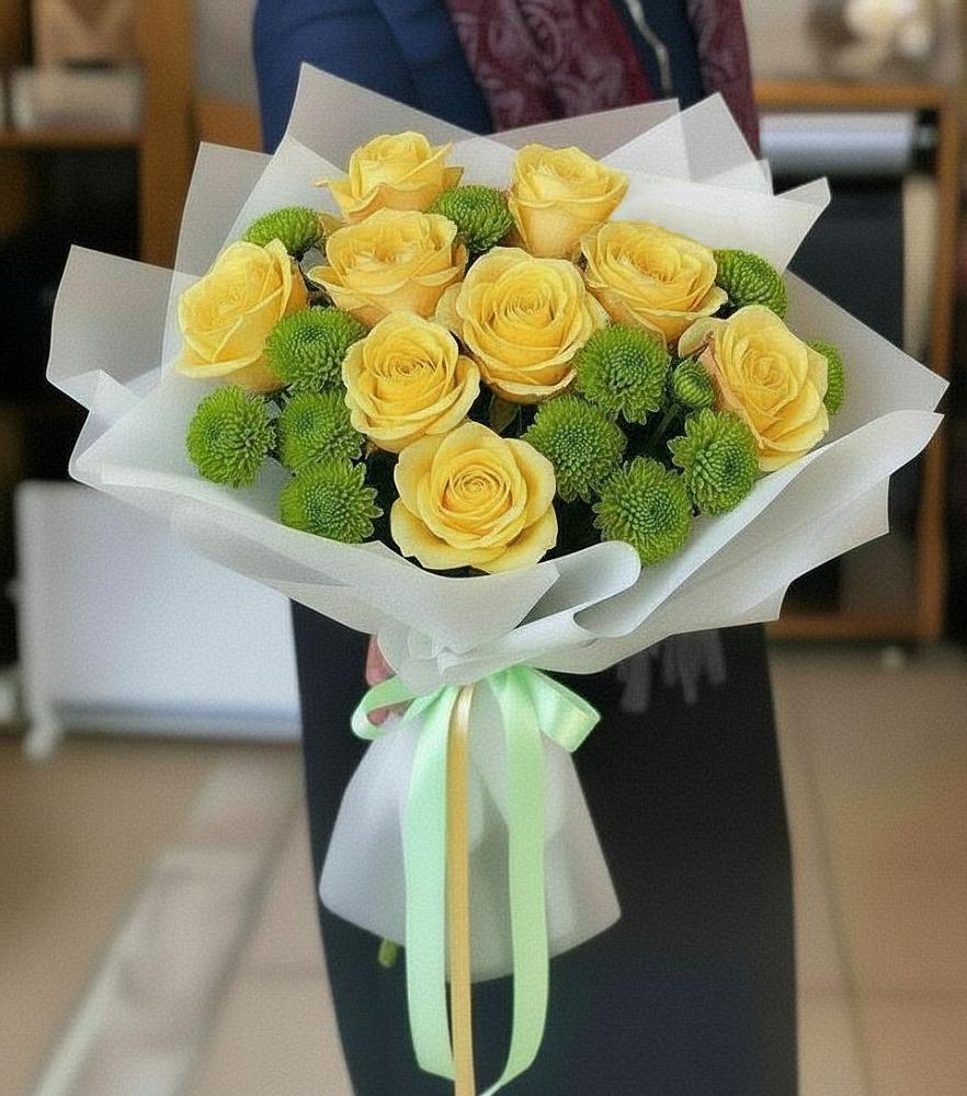 Букет цветов из: Хризантемы и Розы в Старом Победилово