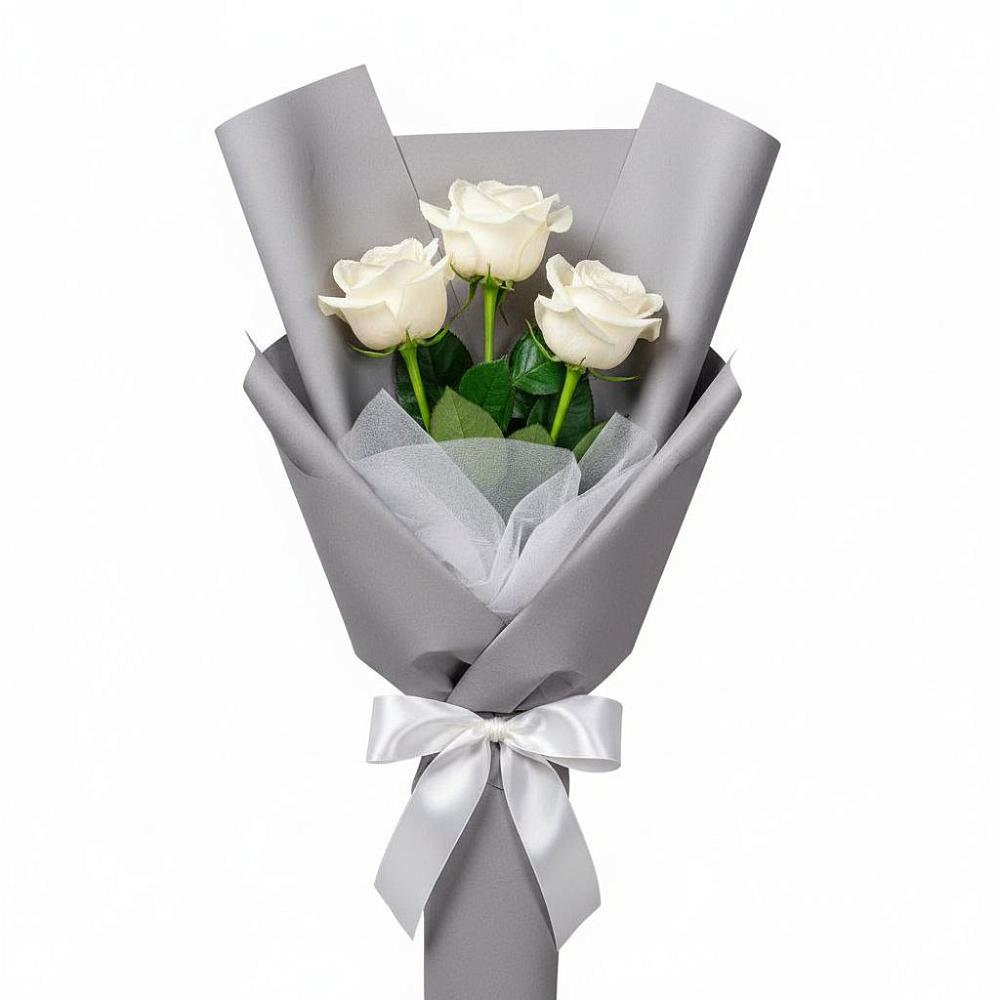 Букет 3 белые розы в Старом Победилово