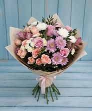 Букет цветов из:  Хризантемы, Розы и Альстромерии в Старом Победилово