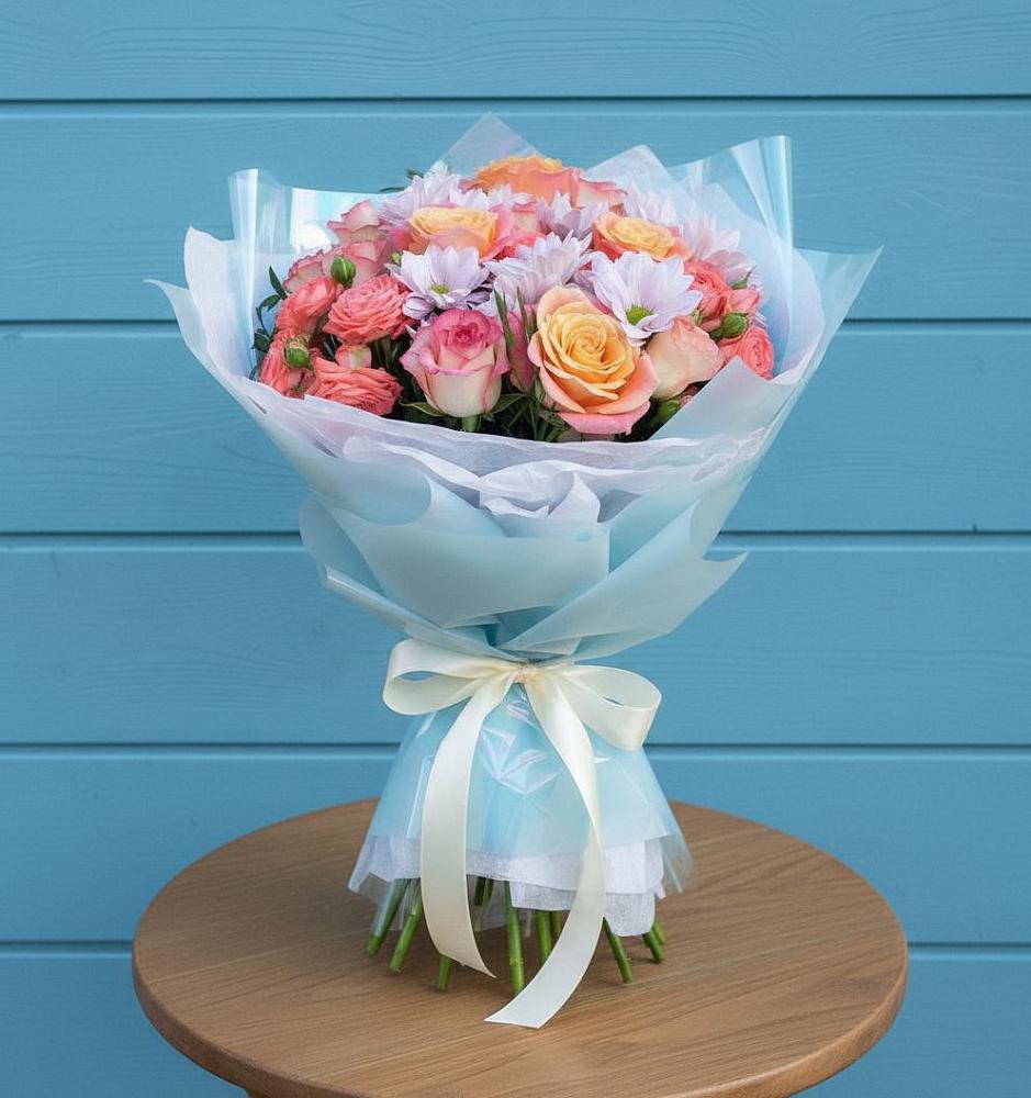 Букет цветов из: Хризантемы и Розы в Старом Победилово