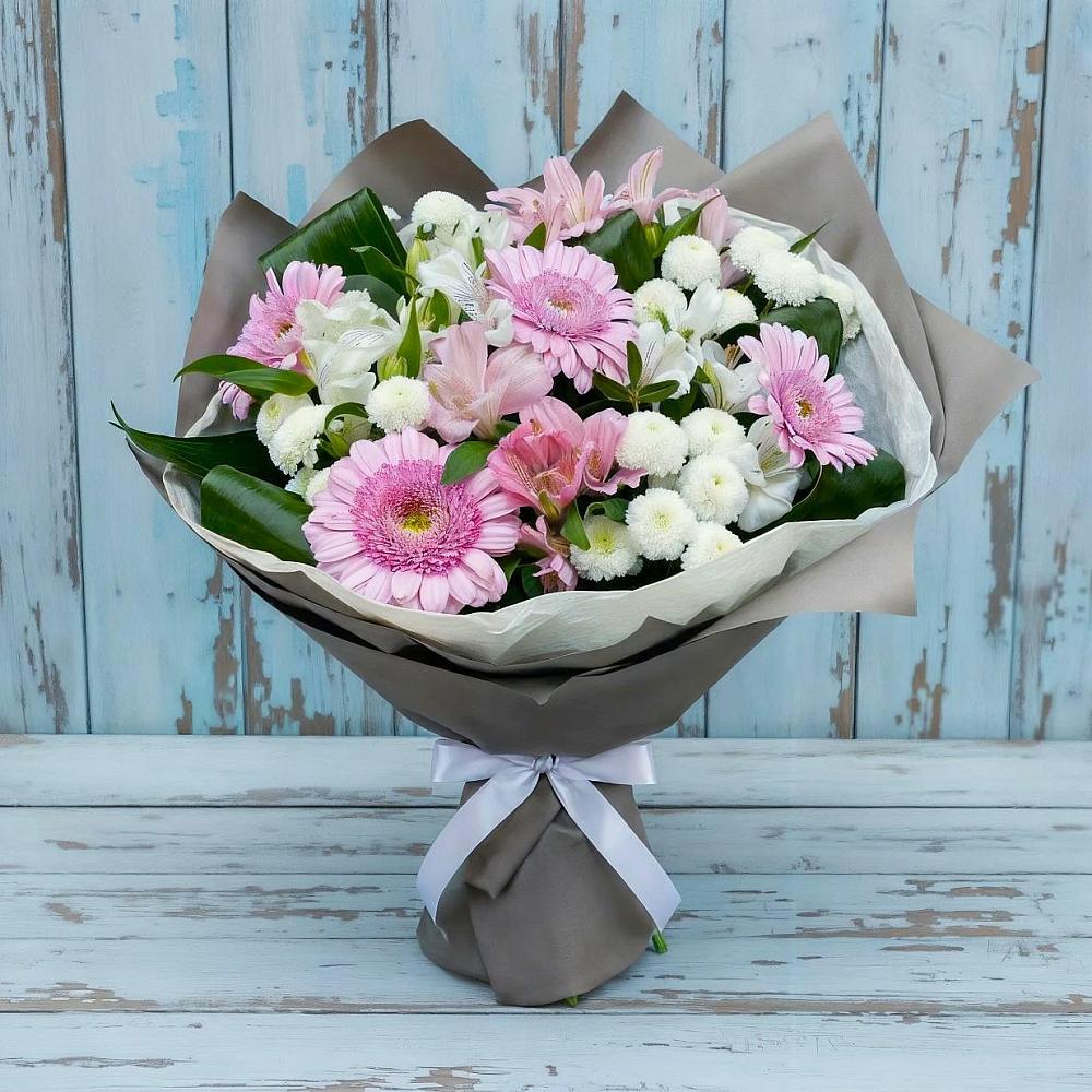Букет цветов из: Герберы, Альстромерии и Хризантемы в Старом Победилово