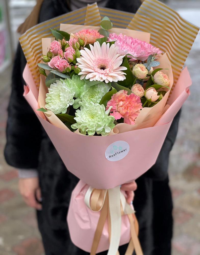 Букет цветов из: Герберы, Хризантемы и Розы в Старом Победилово