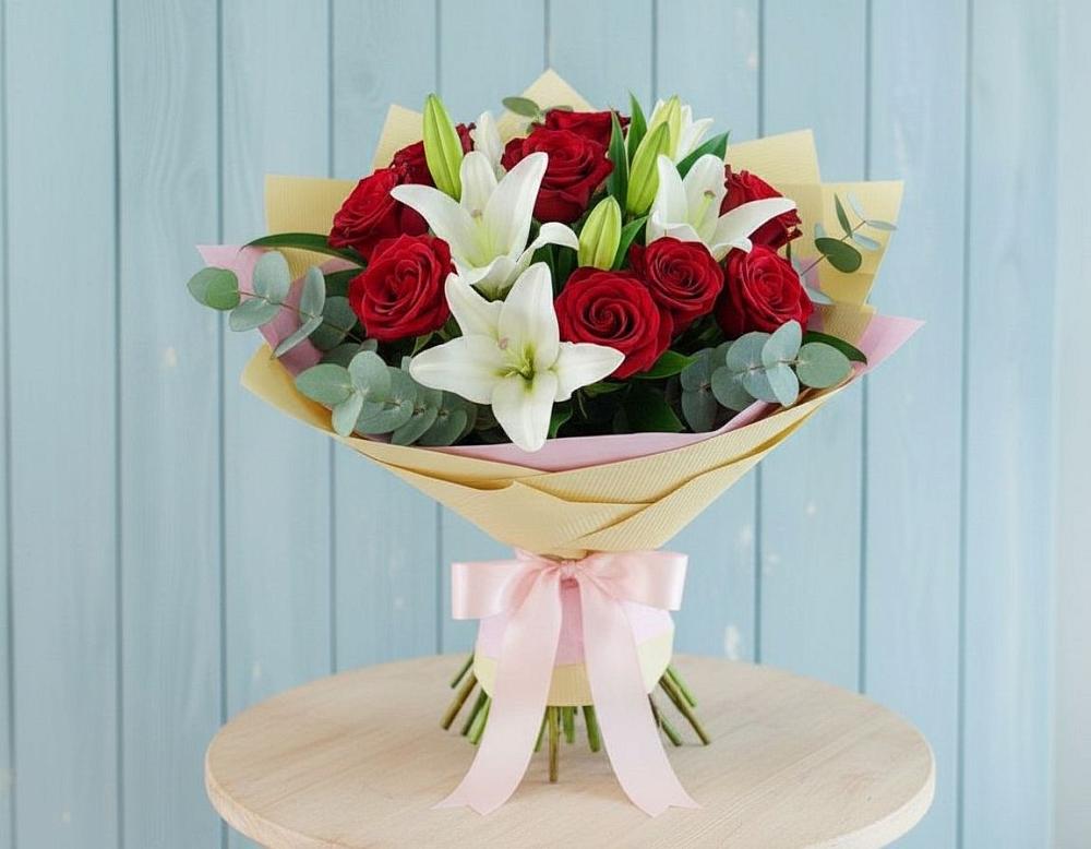 Букет цветов из: Лилии и Розы в Старом Победилово